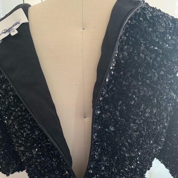 3.1 PHILLIP LIM Black Sequin Embellished Cutout Dress Size 10 Short Sleeve - Picture 13 of 17